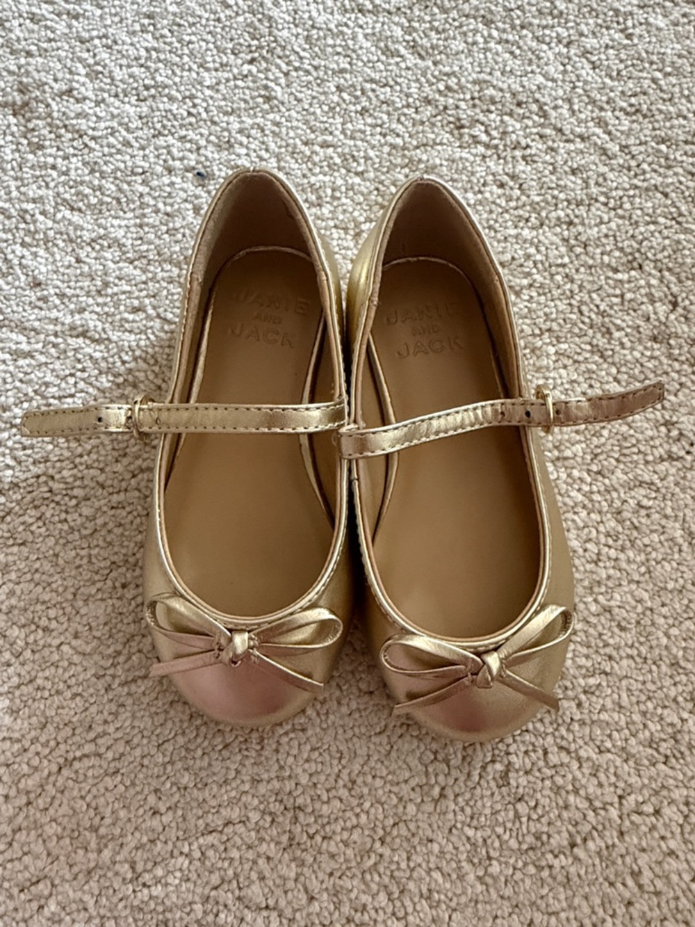 Janie + Jack Kids Gold Mary Jane Ballet Flats with Bow